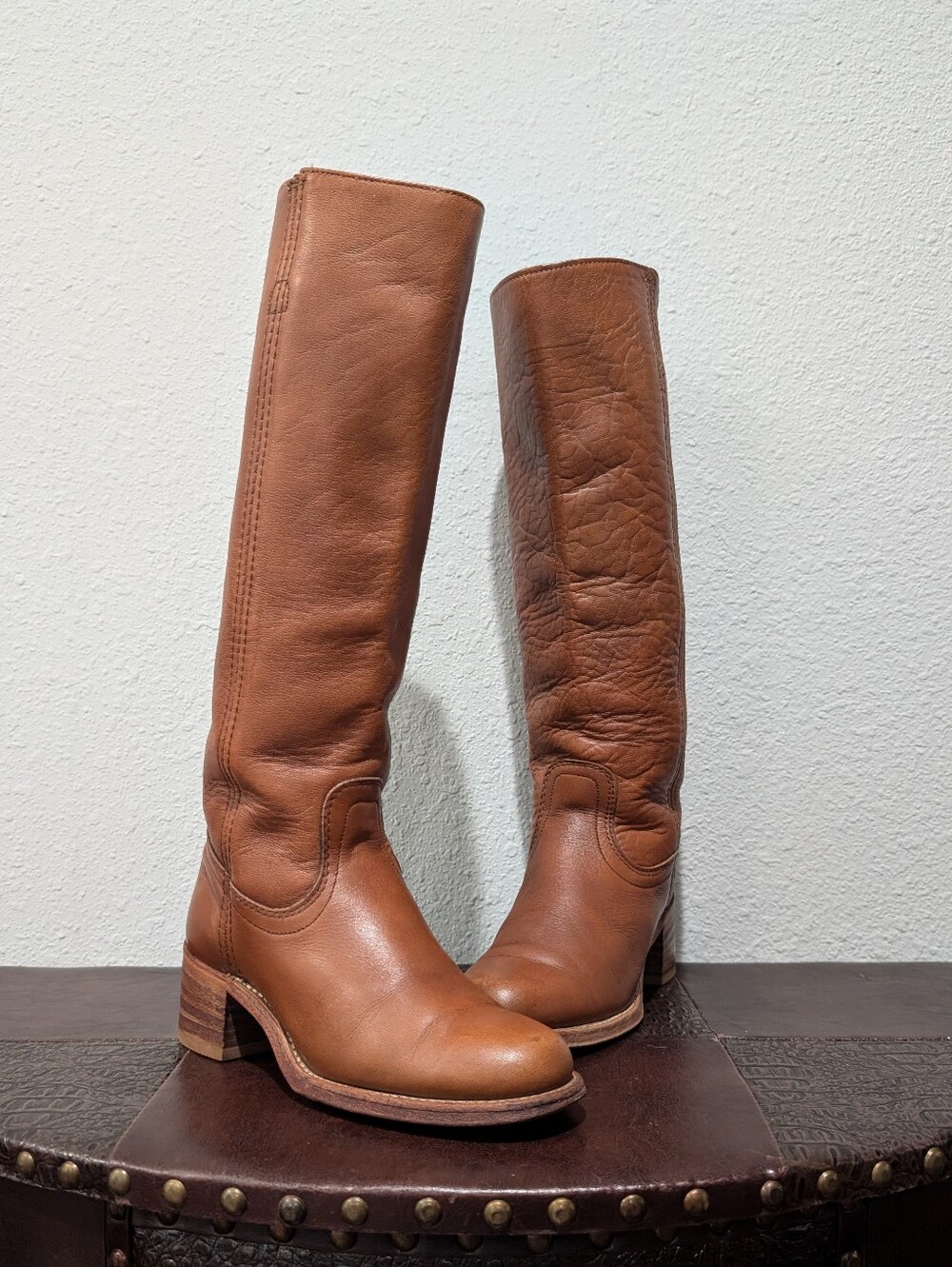 Frye Vintage 80's Knee High Brown Leather Campus Boots size 6